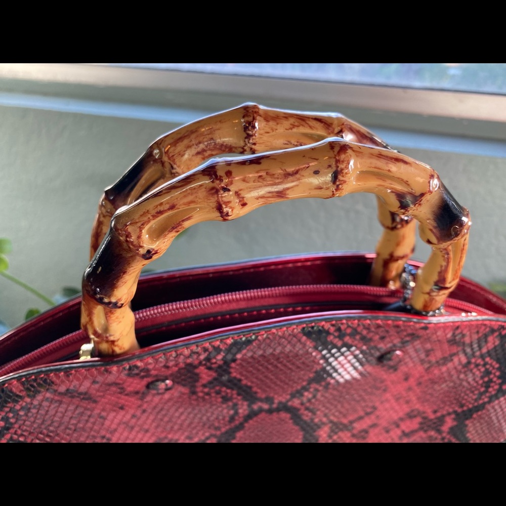 Diophy Red Vegan Snake Skin Purse - Picture 16 of 16